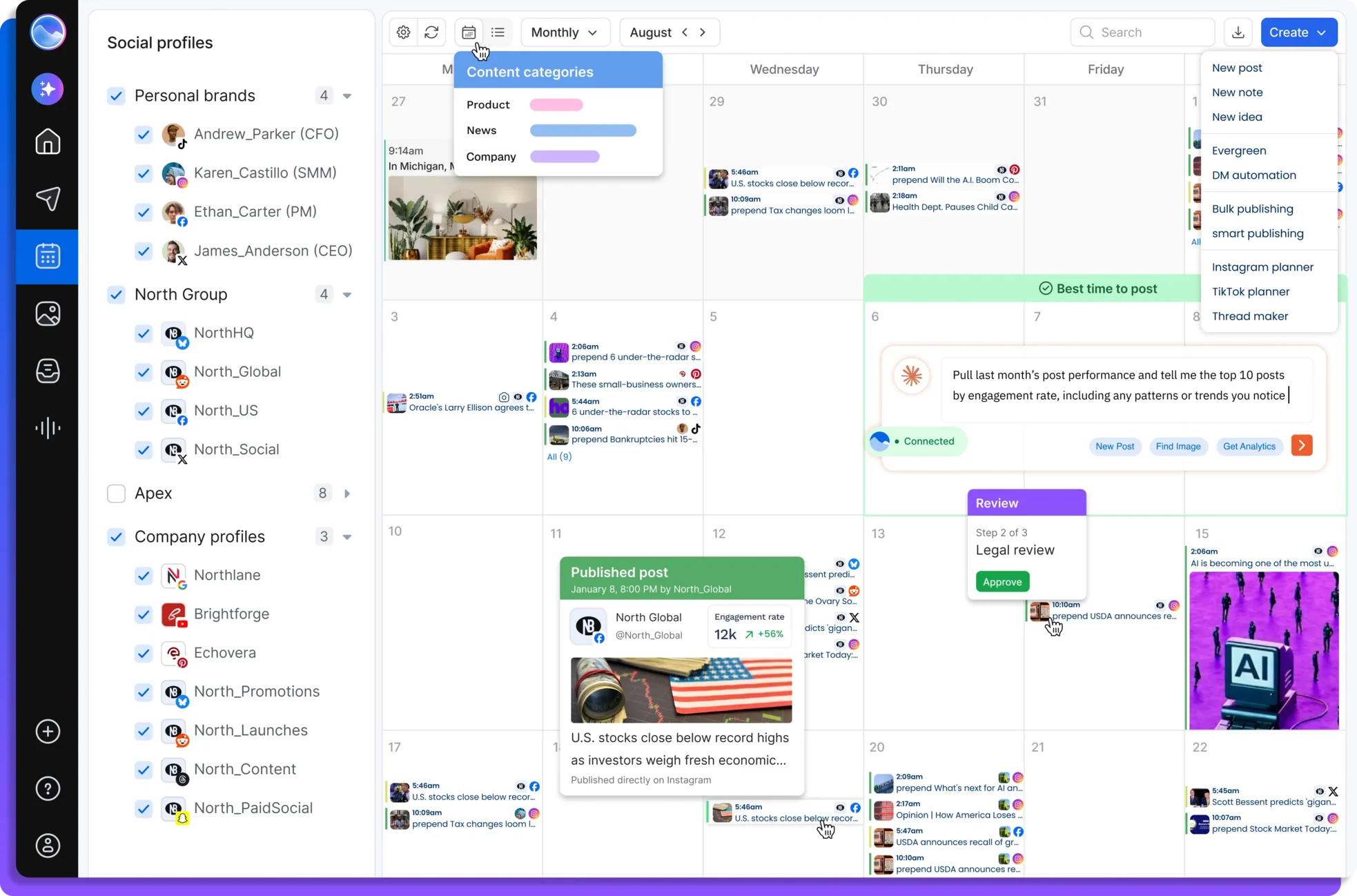 Best in class social media planning, scheduling and publishing platform with AI Assistant